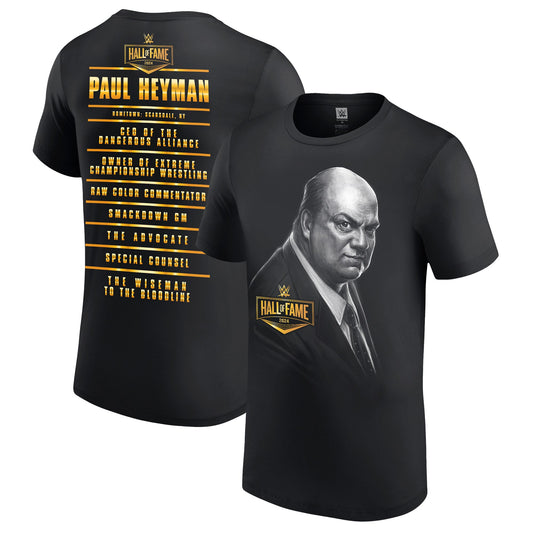 Men's Black Paul Heyman 2024 WWE Hall of Fame T-Shirt