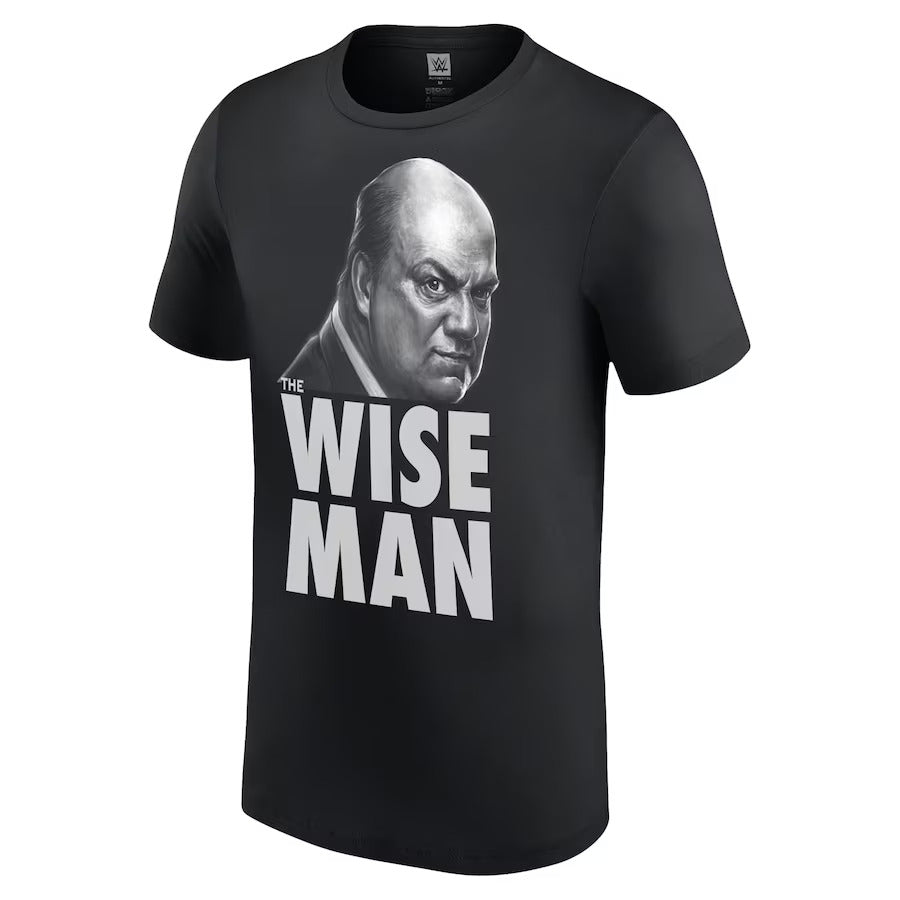 Men's Black Paul Heyman The Wise Man Portrait T-Shirt