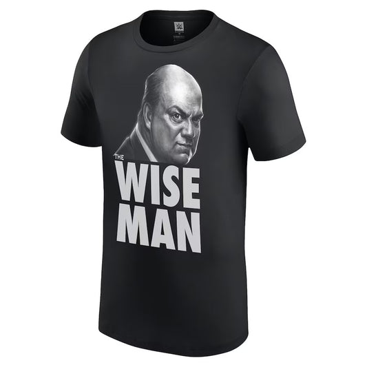 Men's Black Paul Heyman The Wise Man Portrait T-Shirt