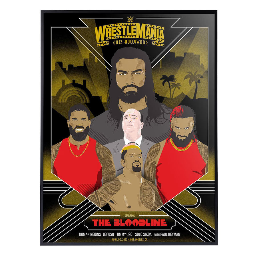 The Bloodline 18'' x 24'' WWE WrestleMania 39 The Bloodline Deluxe Framed Serigraph